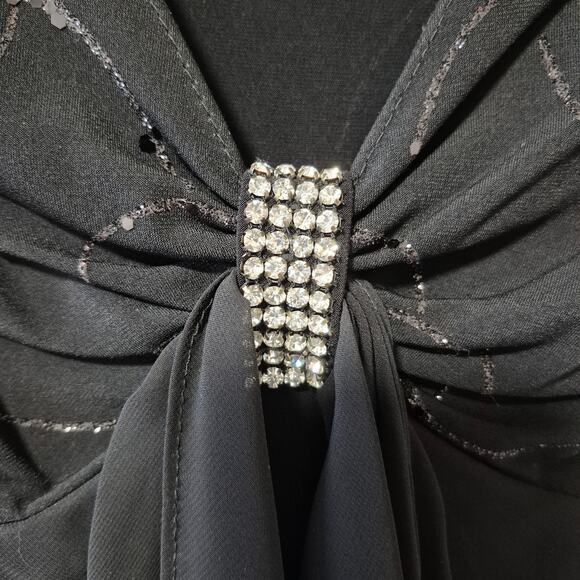 R&M Richards Womens Sleeveless Black Rhinestone Evening Dressy Party Top Size 8 - Picture 5 of 12